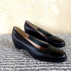 Salvadore Ferragamo black wedge heels